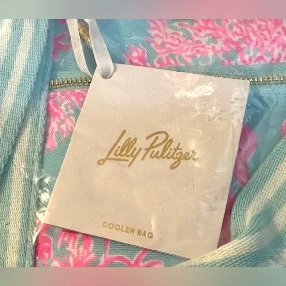 Lilly Pulitzer NWT-in bag! Large ‘Royal Coral’Insulated Beach Cooler Bag+meshbag - Picture 3 of 8